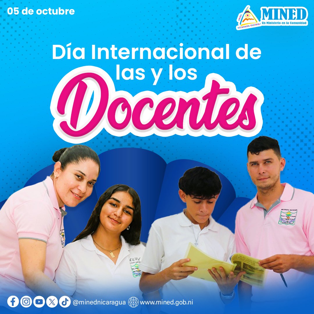 5 de octubre | Día Internacional de las y los Docentes, gracias por enseñar con amor, paciencia, dedicación y ser un pilar fundamental en la Educación.

¡Feliz día Docentes! 👩🏼‍🏫👨🏼‍🏫🎉