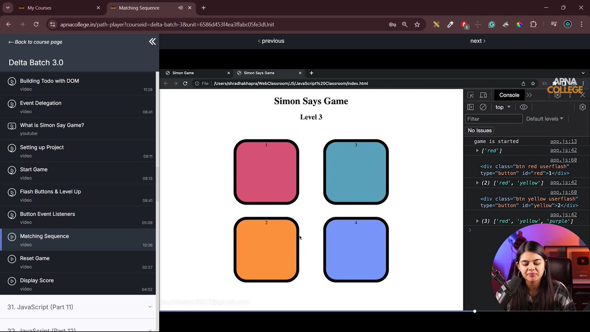 TauhidShekhar's tweet photo. avaScript Challenge ✈️ Day 44  #Day44_Challenge #codeOfChallenge ✈️

Simon Says Game Creating and used to HTML, CSS, JavaScript

Topic Covered:-
1. Button event listeners
2. Matching sequence

Course:- Delta Batch 3.0
Thanks For Mentors ❤️🙏
@ApnacollegeX 
@ShradhaKhapra_ https://t.co/zAsfcUddwY