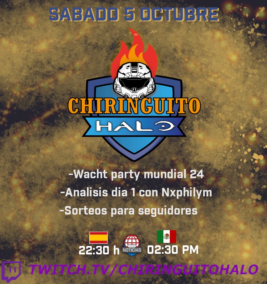 Llegó la locura esta noche programa #chiringuito_halo 
con <a href="/NxphilymOnMnK/">N̴͇̭̓̉̒͜x̷̣̩̾p̵̫͠h̴͙̜̹̽́ī̵̺̝̃l̶̛̫̐y̸̨͖̗͂m̸̲̹̅̀̌</a> analizando los partidos del #HaloWC ¿ te lo vas a perder? 🤣