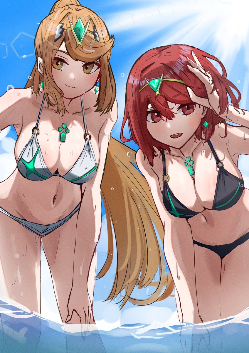 ホムラ、ヒカリと海！
#ゼノブレイド2 
#XenobladeChronicle2
#mythra
#pyra