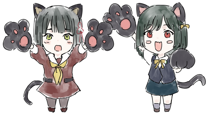 三船栞子 「吟にゃん、しおにゃん 」|夜貓社のイラスト