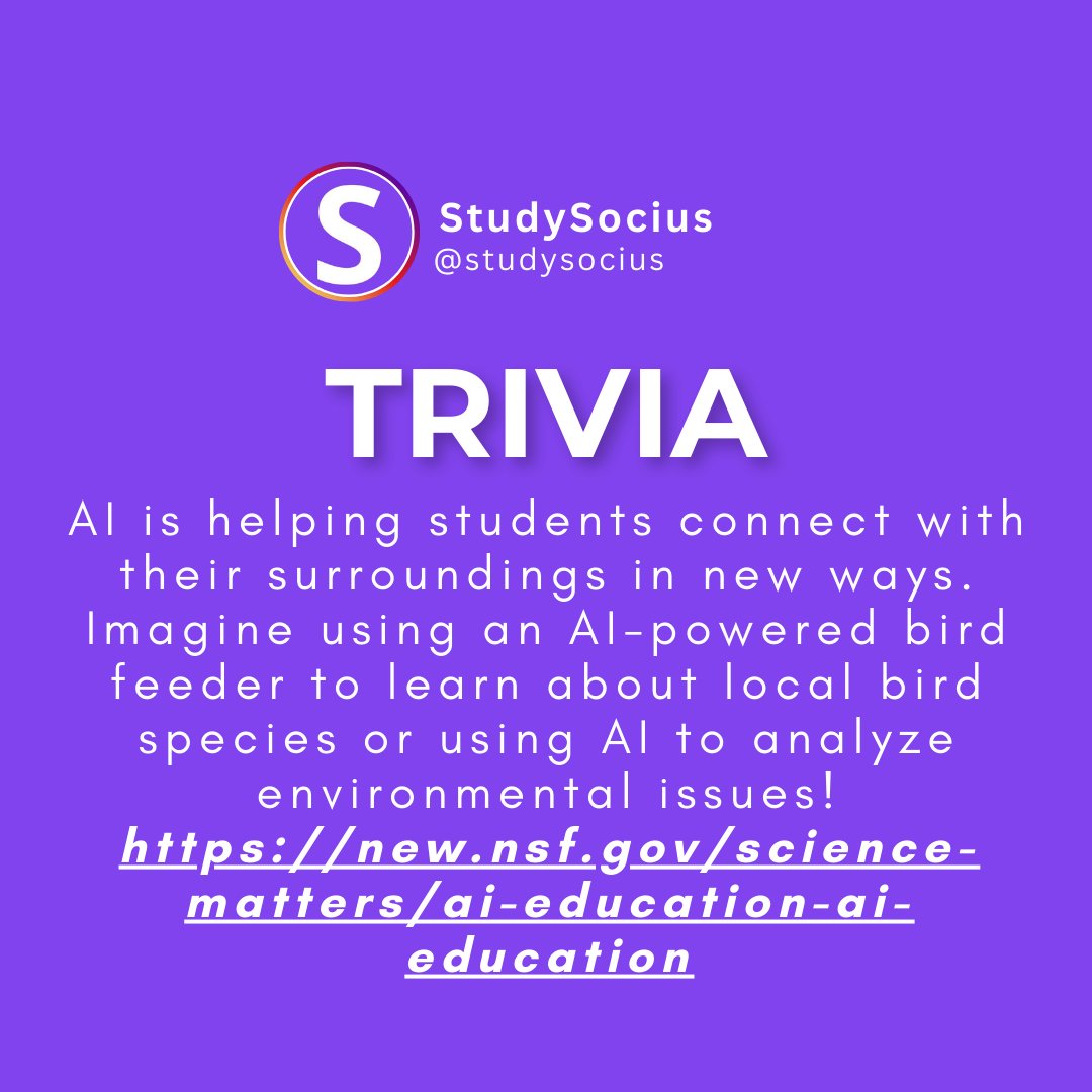 studysocius's tweet image. Trivia: AI is helping students explore the world in new ways!
From AI-powered bird feeders to environmental analysis, the possibilities are endless. How do you think AI will shape learning about our planet? Share your ideas! 🌍
🤖 #AIForEducation #TechInLearning #EnvironmentalAI