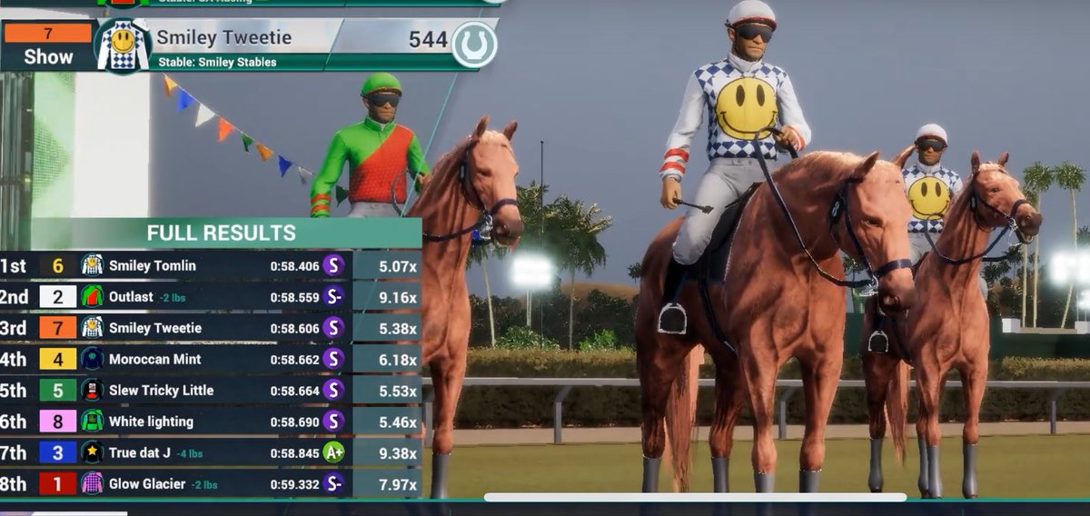 I’m Smiling! 
<a href="/photofinishgame/">Photo Finish™ LIVE 🌹 🐎 Virtual Horse Racing</a>