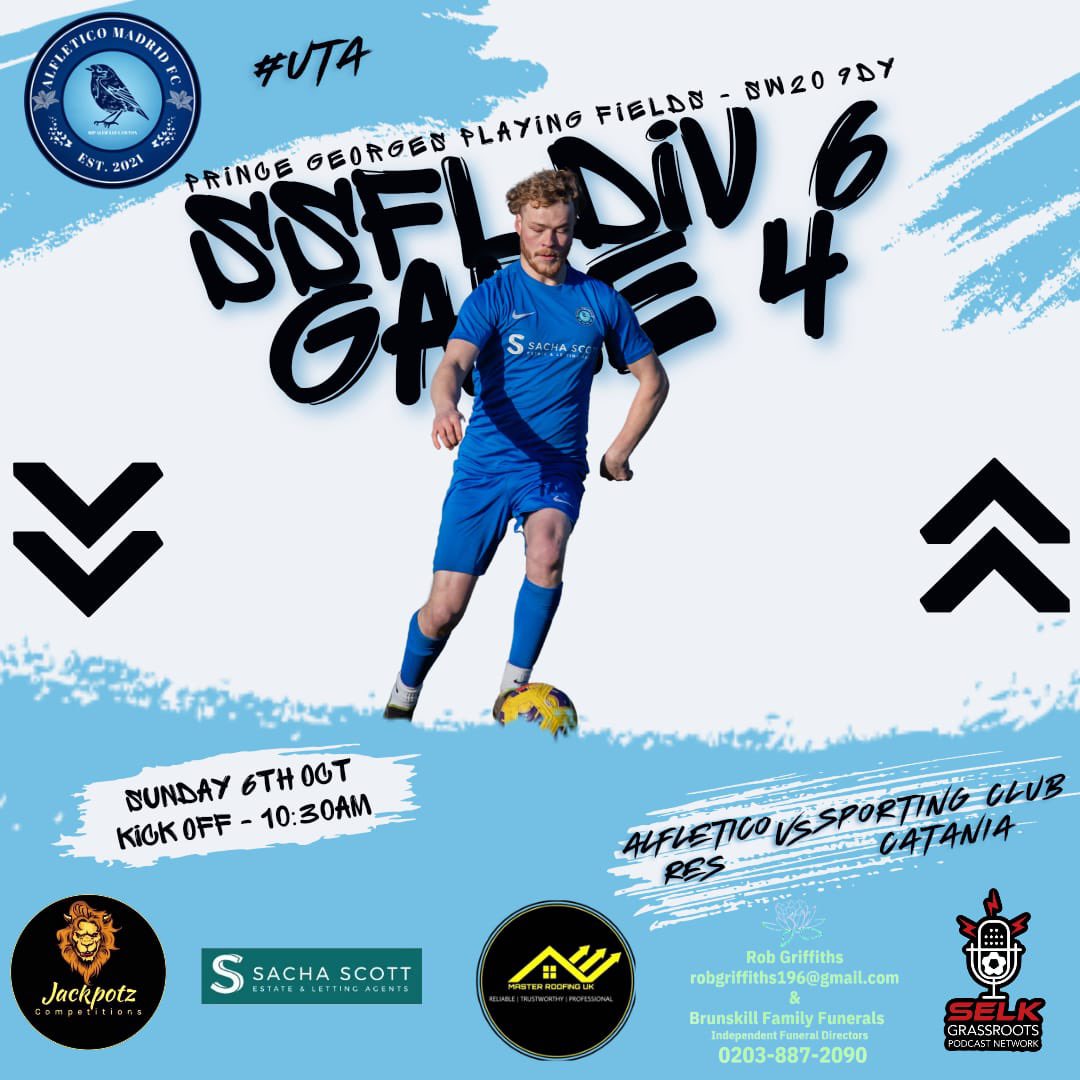 AlfleticoMadrid's tweet photo. Just the one game for the Alf this week. Firsts with the week off, The ressies are up against Sporting Club Catania @ Raynes Park in the League. Ressies remain unbeaten in the league and look to add another 3 to the tally tomorrow 💪💪#UTA @SELKGrassroots @SouthernSunday https://t.co/aYC3dgpykZ