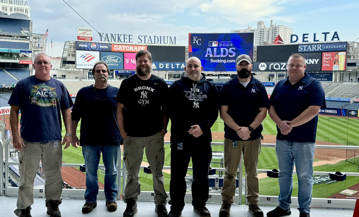 IUOELocal30's tweet photo. These IUOE Local 30 members make sure Yankee Stadium is ready for the @Yankees #Postseason Let’s Go Yankees! 3️⃣0️⃣⚾️ #AlwaysOnWatch #1u #RepBX https://t.co/ROypIHyAZI