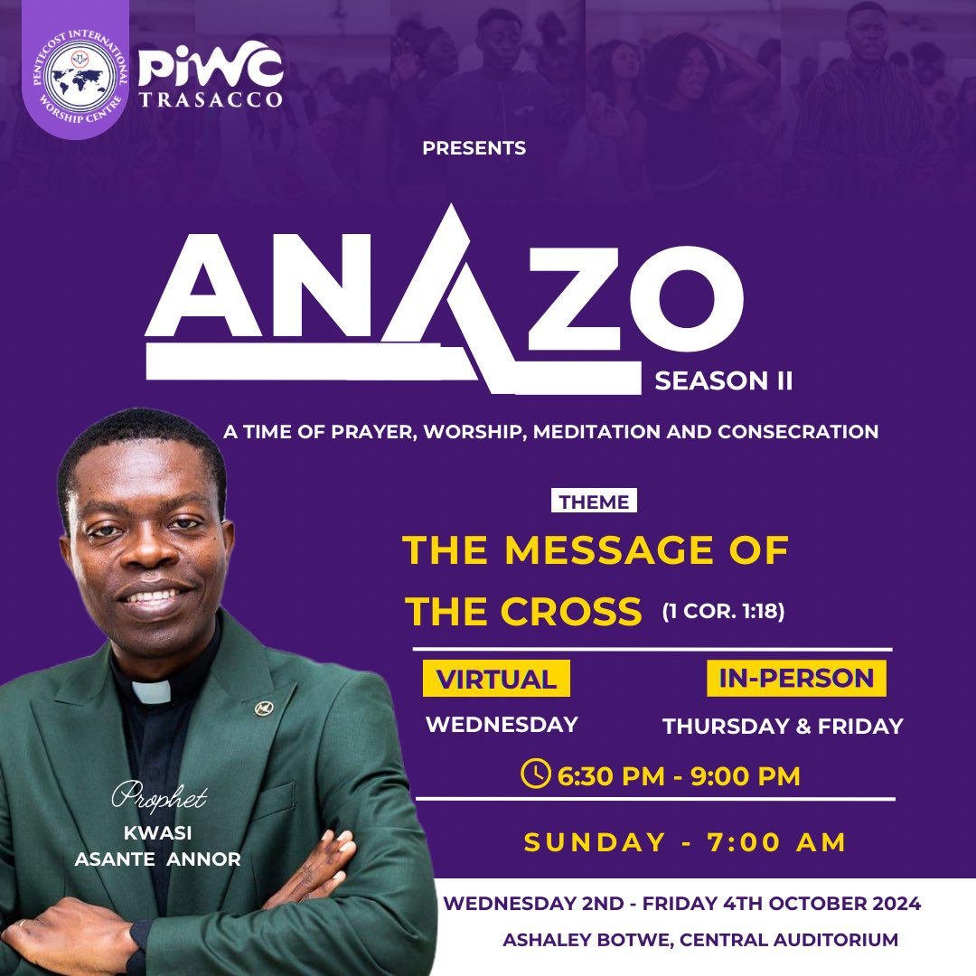 piwctrasacco's tweet photo. Anazao season II 🔥🔥
Man became sinful by yielding his will to the temptation of the devil, and this sin problem was dealt with when Jesus was made sin. (2Corinthians 5:21)
#themessageofthecross
#letrevivalcome
#piwctrasacco https://t.co/iyx9wNXTRk