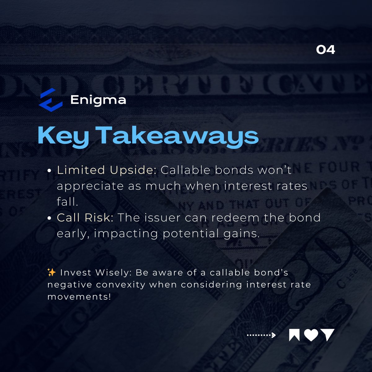 EnigmaToolbox's tweet image. What is Callable Bond Convexity? 📉🔄

Empower your trading with Enigma&apos;s advanced tools, so you never miss a beat. 

Stay with #Enigmatoolbox
Visit enigma.fm FM!

______

 #trading #forextrader #tradingtips #investing #daytrading