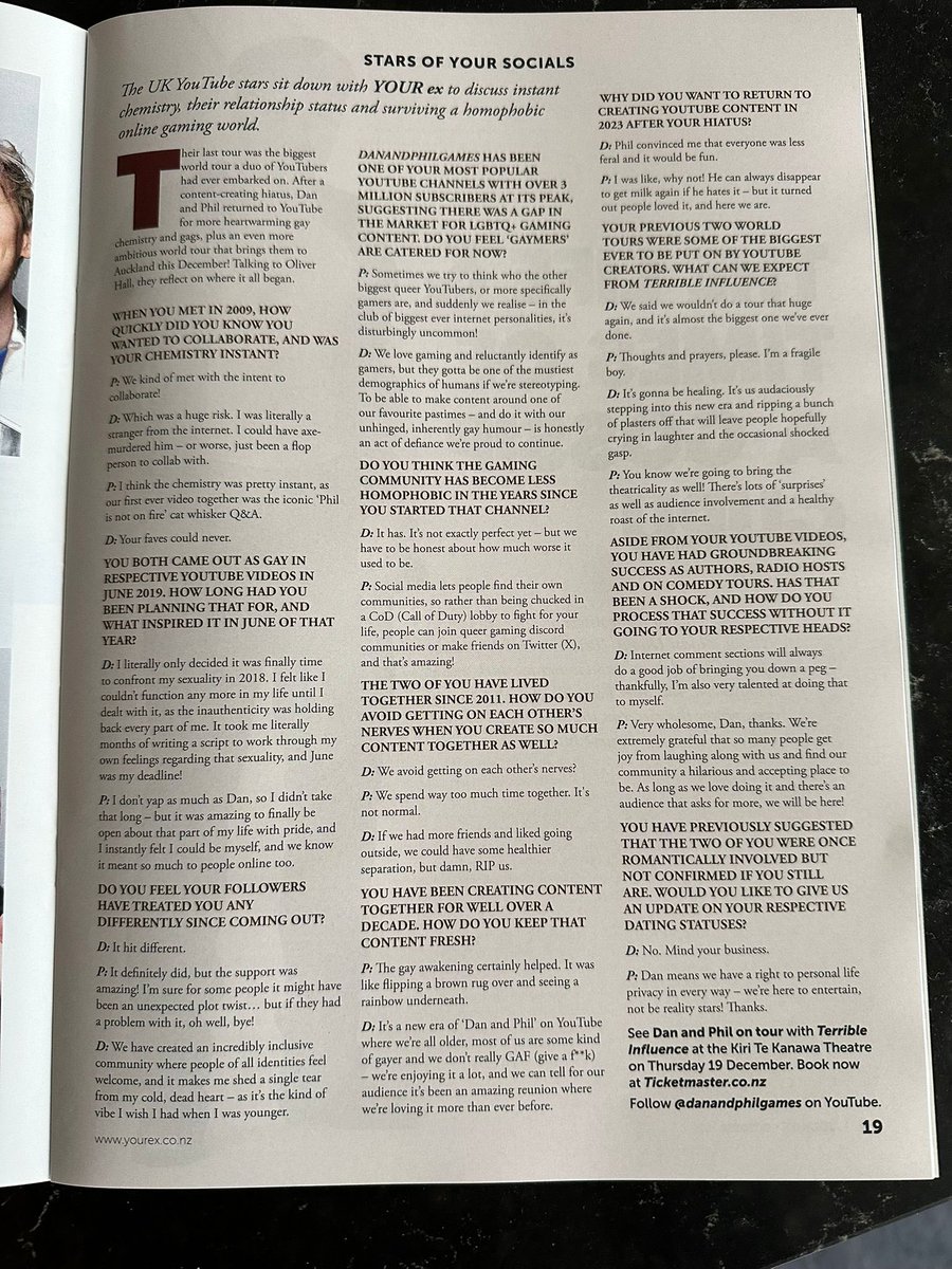 dayaswifts's tweet photo. dan and phil did an interview for a new zealand queer magazine !!! https://t.co/Xo93qto01H