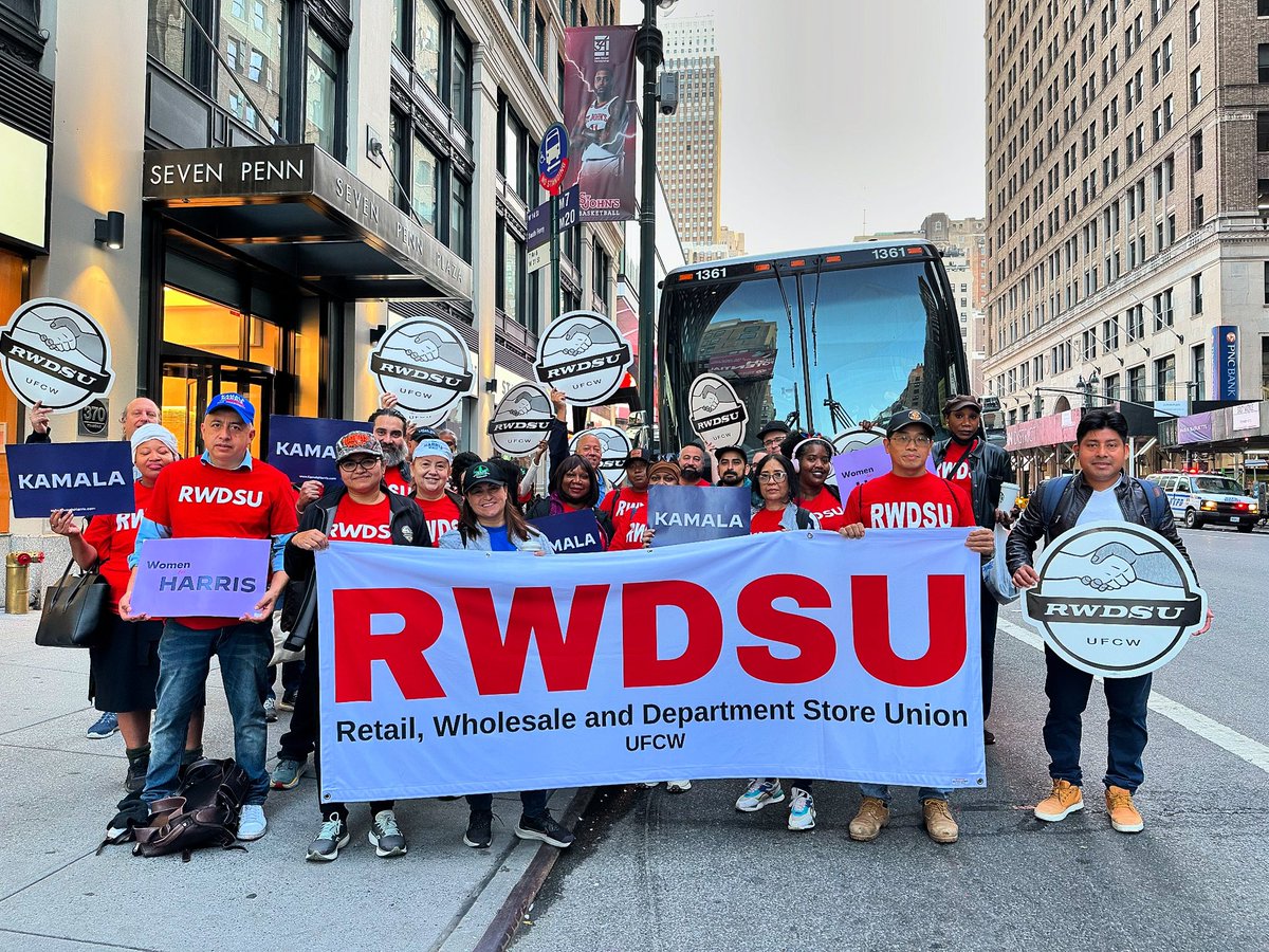 RWDSU members are off to PA today to support <a href="/KamalaHarris/">Kamala Harris</a> by knocking on fellow union members doors! Make your plan to vote no matter where you live or when you plan to vote, visit our election hub at rwdsu.org/2024-election-… #kamalaharris #2024election #decision2024 #timwalz