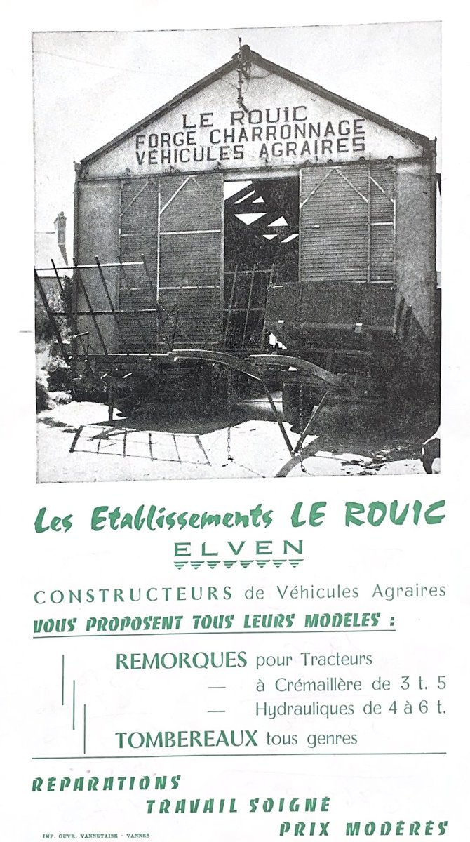 le_rouic's tweet photo. 🔧 Un saut dans les années 60 ! Retour à nos origines avec cette image d’archive de notre activité de charronnage et fabrication de remorques agricoles à Elven. Le savoir-faire local depuis plus de 60 ans. 🚜 #Histoire #Elven #Tradition #Industrie https://t.co/M97rpfFhTT