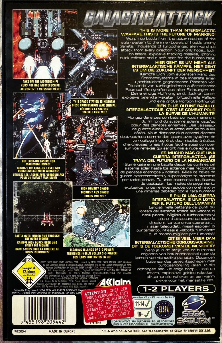 Ophilippos1's tweet photo. #RetroGaming Ma collec #SegaSaturn grandit,bienvenue à #GalacticAttack en #Pal aka #LayerSection au Japon😉aka #RayForce en #Arcade, sorti en 1995 par #Taito et #Acclaim😉sinon go chez @Arunotaku ici https://t.co/TjAHAE8Ief kif assuré👍 https://t.co/QAXww45mW0