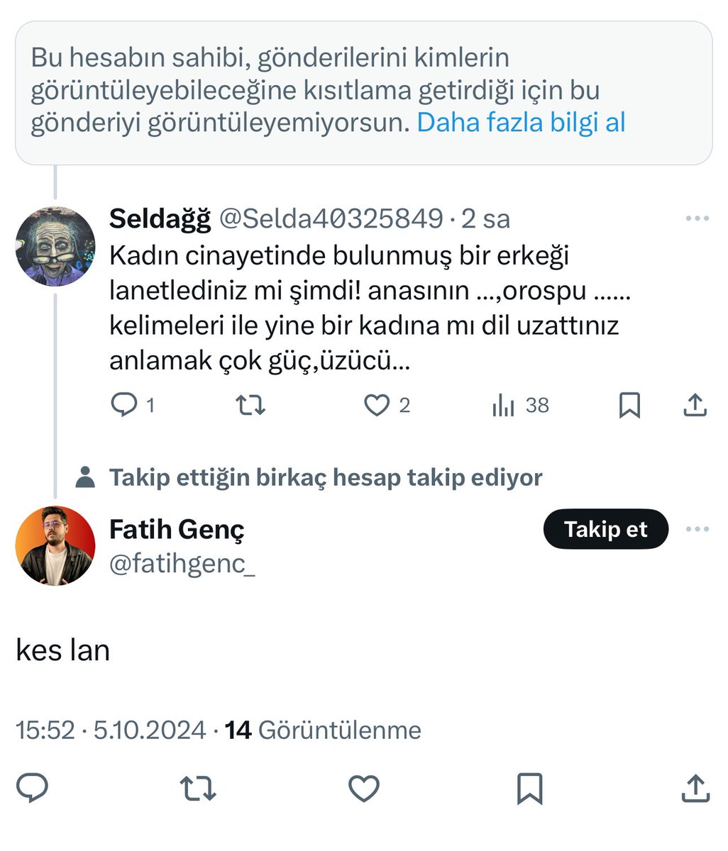 Zihniyeti boğazına kadar boka batmış biri tarafından engellendim. Onurdur.