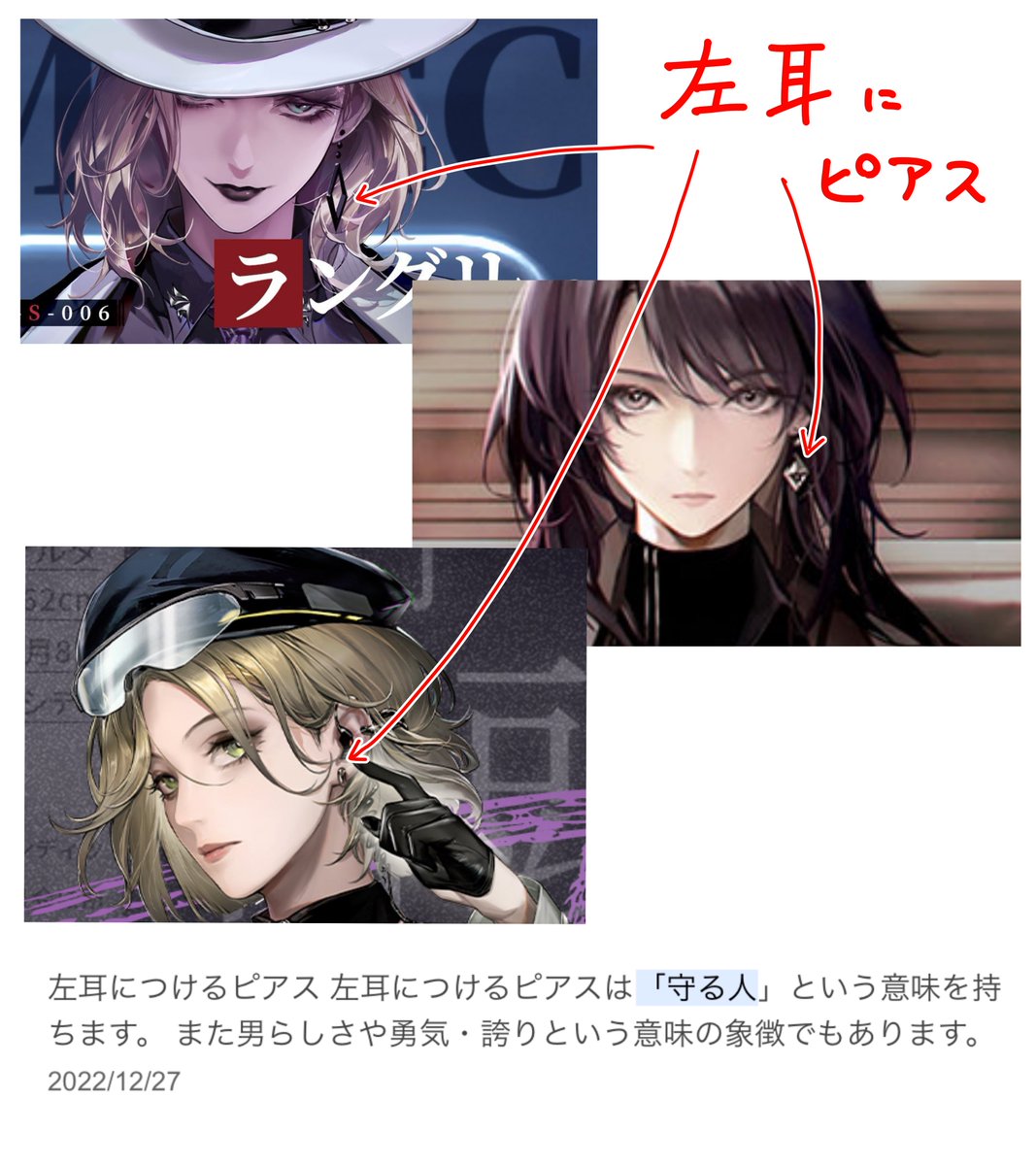 ピアスの意味……(諸説あるみたいです) 