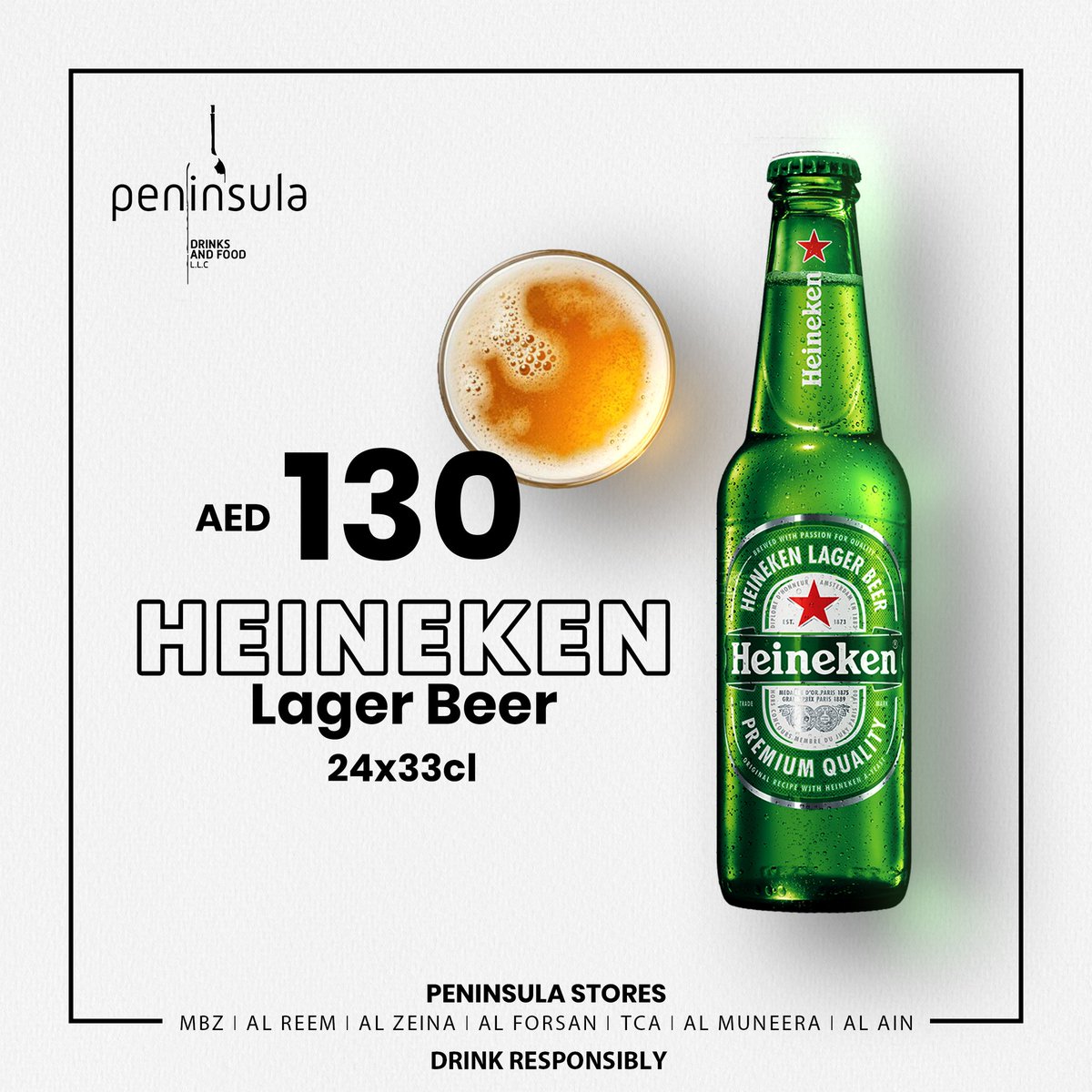 peninsuladrinks's tweet photo. Heineken Lager Beer, or simply Heineken, is a pale lager beer with 5% alcohol by volume produced by the Dutch brewing company Heineken N.V. Heineken beer is sold in a green bottle with a red star. 

Please Drink Responsibly 
#peninsuladrinks https://t.co/7R59j6eEi9