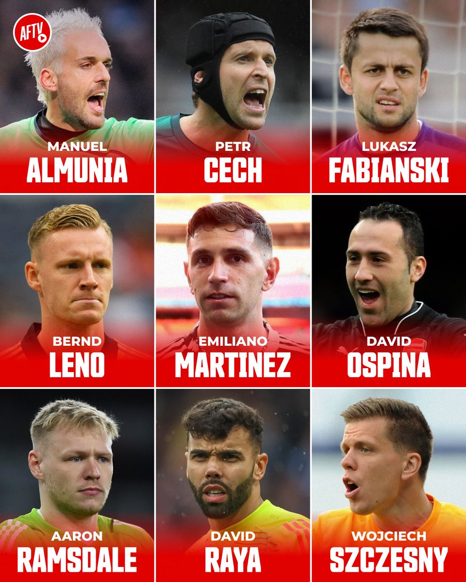 AFTVMedia's tweet photo. Pick your three favourite Arsenal keepers from the list 🧤👇 https://t.co/1MEYn1XpqY