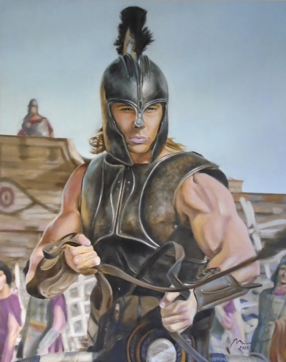 michaelgarciart's tweet photo. "Aquiles" óleo sobre tabla entelada (81 x 65 cms.) #Troyapelicula #bradpitt #troymovie #wolfgangpetersen #warnerbros #achilles #fanart #rogerpratt #cinema #michaelgarciart #ilustracionhiperrealista #oilpainting #nigelphelps #vangoghoilcolors #bobringwood https://t.co/b6qqFTN2IA