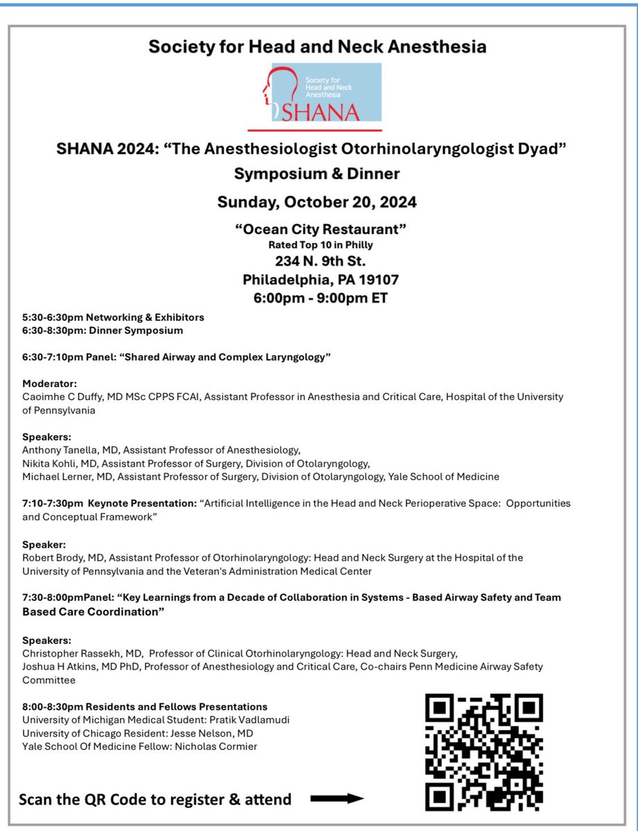 SHANA - Society For Head and Neck Anesthesia (@shanasociety) on Twitter photo We are just 2 weeks away from an exciting night in Philadelphia! Be sure to save your spot for SHANA 2024! <a href="/SAMHQglobal/">SAMHQGlobal</a> <a href="/dasairway/">Difficult Airway Society (DAS)</a> <a href="/AUA_Anesthesia/">Association of University Anesthesiologists</a> <a href="/AbaPhysicians/">The American Board of Anesthesiology</a> <a href="/APSForg/">APSF</a> <a href="/ASALifeline/">ASA®</a> <a href="/AAOHNS/">AmAcadOtolaryngology</a> <a href="/aaoms/">AAOMS - Oral and Maxillofacial Surgeons</a> #ANES2024 We are just 2 weeks away from an exciting night in Philadelphia! Be sure to save your spot for SHANA 2024! <a href="/SAMHQglobal/">SAMHQGlobal</a> <a href="/dasairway/">Difficult Airway Society (DAS)</a> <a href="/AUA_Anesthesia/">Association of University Anesthesiologists</a> <a href="/AbaPhysicians/">The American Board of Anesthesiology</a> <a href="/APSForg/">APSF</a> <a href="/ASALifeline/">ASA®</a> <a href="/AAOHNS/">AmAcadOtolaryngology</a> <a href="/aaoms/">AAOMS - Oral and Maxillofacial Surgeons</a> #ANES2024