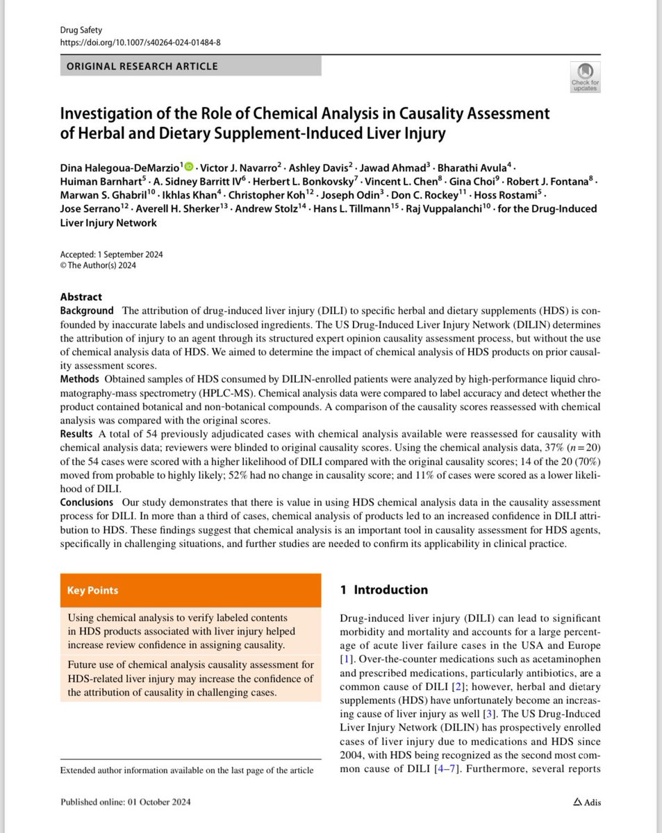 Hot off the press!
The role of chemical analysis in causality assessment in HILI.

pubmed.ncbi.nlm.nih.gov/39136211/