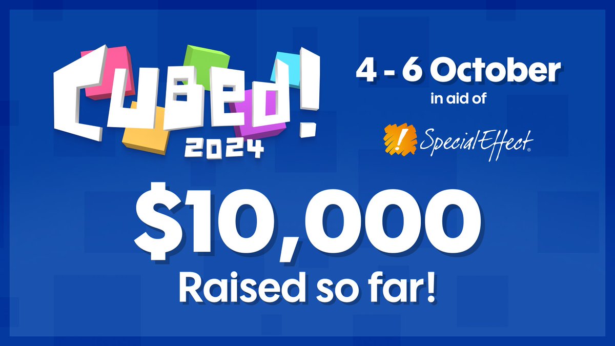 We've just hit $10,000 RAISED for <a href="/SpecialEffect/">SpecialEffect</a>!

Thank you all so much for supporting such an incredible cause! We've still got $2041 left to beat 2023's record... Can we hit it?!

💙 DONATE NOW: cubedcon.com/donate