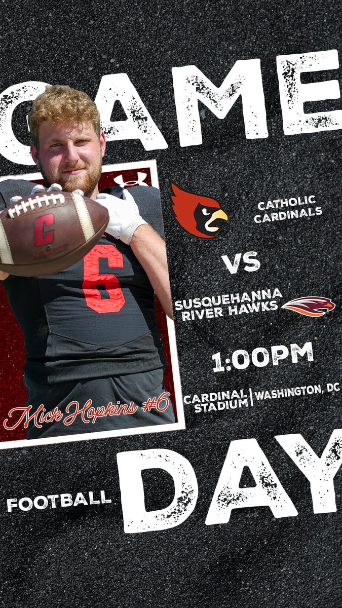 Catholic University Athletics (@catholicu_cards) on Twitter photo ๐GAMEDAY!!!
<a href="/CatholicU_FB/">๐พ๐ผ๐๐๐๐๐๐พ ๐ ๐๐๐๐๐ฝ๐ผ๐๐</a> will play its first <a href="/LandmarkConf/">Landmark Conference</a> game of the season against the tenth-ranked Riverhawks.
๐ #10 Susquehanna
๐Cardinal Stadium
โฐ1 pm
๐tinyurl.com/4rhfj4t6
๐บtinyurl.com/yxm84zsb
#ThisIsCatholicU #d3fb ๐GAMEDAY!!!
<a href="/CatholicU_FB/">๐พ๐ผ๐๐๐๐๐๐พ ๐ ๐๐๐๐๐ฝ๐ผ๐๐</a> will play its first <a href="/LandmarkConf/">Landmark Conference</a> game of the season against the tenth-ranked Riverhawks.
๐ #10 Susquehanna
๐Cardinal Stadium
โฐ1 pm
๐tinyurl.com/4rhfj4t6
๐บtinyurl.com/yxm84zsb
#ThisIsCatholicU #d3fb