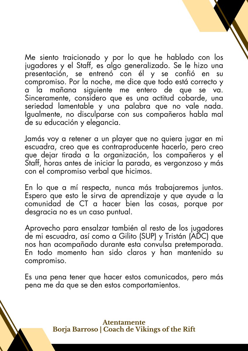 Voy a exponer lo sucedido con mi ADC antes de la parada.