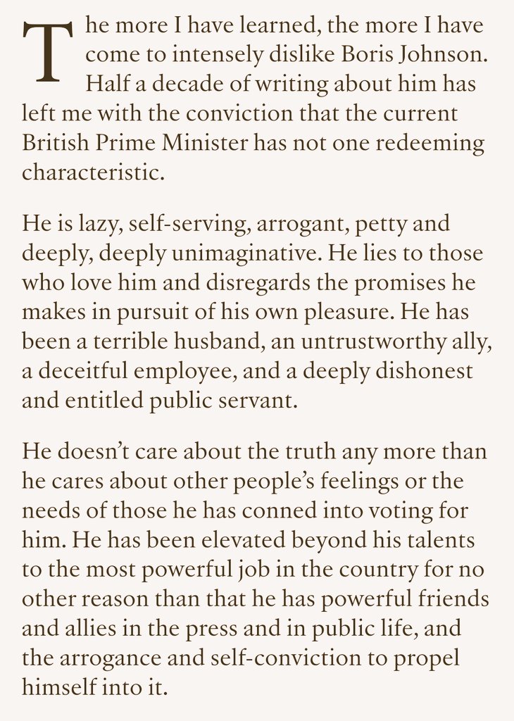 Two years ago I swore I would never write about Boris Johnson again.

This piece was my goodbye to all that and I think it stands the test of time.

bylinetimes.com/2022/04/22/hat…