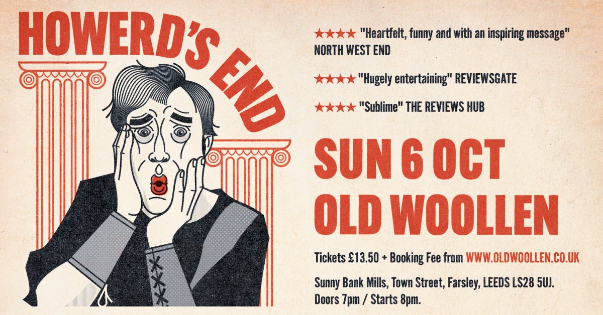 OldWoollen's tweet photo. 📷 Oo-er, Missus! It's HOWERD'S END tomorrow night. This hugely acclaimed play by Mark Farrelly (Quentin Crisp: Naked Hope) takes you to the heart of one of Britain's best-loved comedians.
📷 https://t.co/GdxeZsMtWl https://t.co/HqZD067SM9