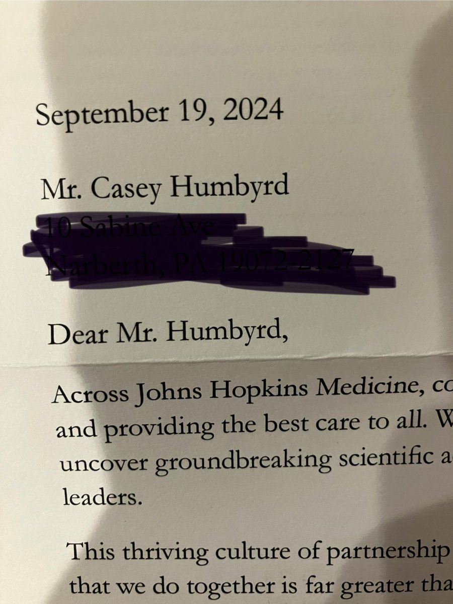 Johns Hopkins (where I did ortho residency, got a masters, and was faculty for 6 1/2 years) sends a letter asking for money. 

Ah the joys of a bigender name. 

But de-doctoring me too?
