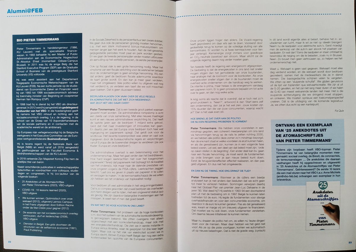 PieterVBO's tweet photo. "Zonder grondige hervormingen zal onze economie niet meer kunnen groeien" in jongste editie van #ECONnect #Alumni #Ekonomika @FEBkuleuven @FaQuix @LucSels
"Welvaart is geen vast gegeven. Welvaart moet elke dag verdiend worden." Oproep aan #Arizona onderhandelaars. https://t.co/4yfP8us6dQ