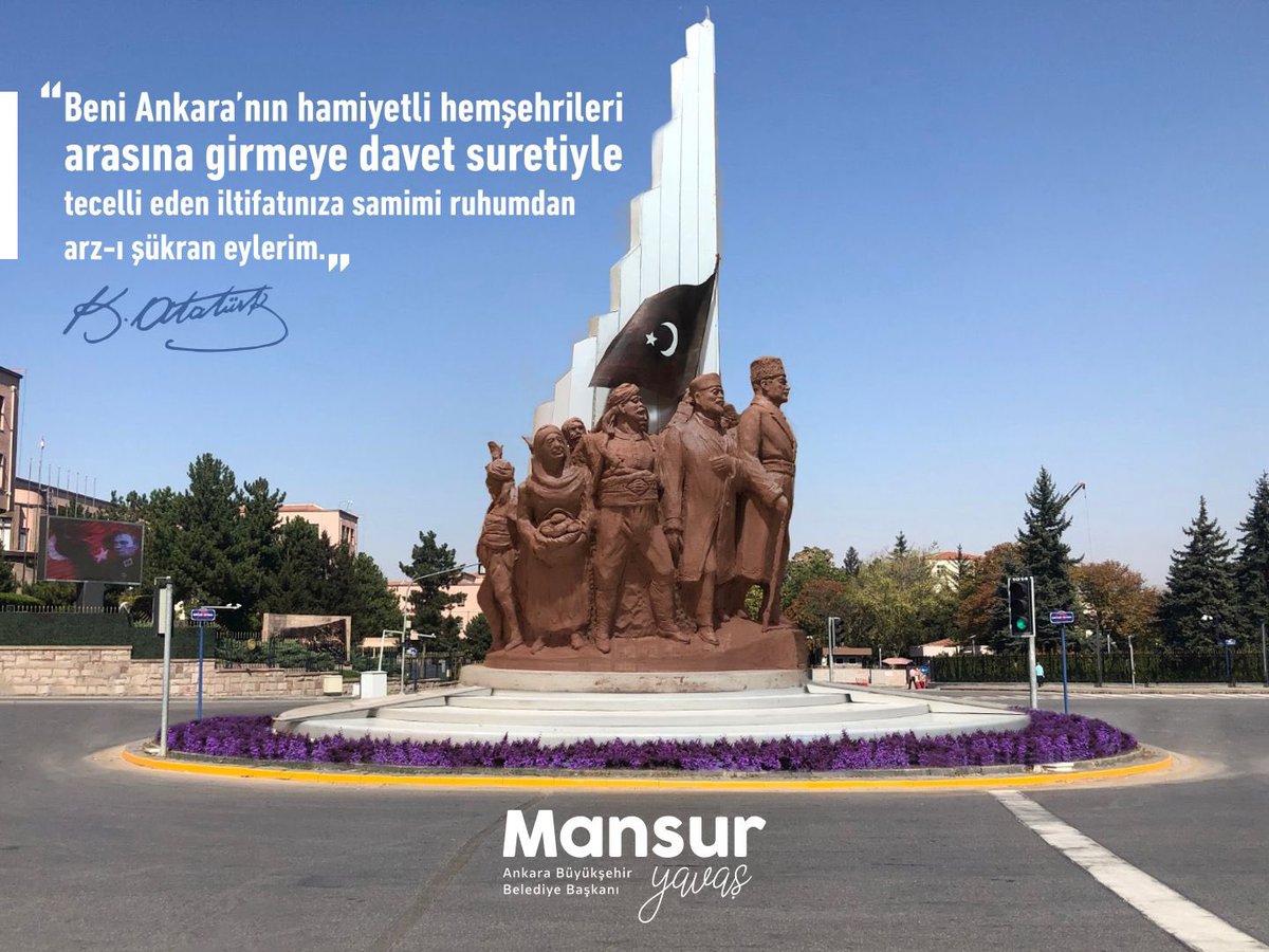mansuryavas06's tweet photo. 5 Ekim 1922’de Gazi Mustafa Kemal Atatürk, bu topraklara olan sevgisi ve güveniyle Ankara’nın fahri hemşehriliğini kabul etmiş ve bu güzel şehri Cumhuriyetin kalbi yapmıştır.

Atatürk’ün fahri hemşehrisi olmak, bizim için onurdur.

Atamızın izinde, Ankara’yı geleceğe taşımaya devam edeceğiz.