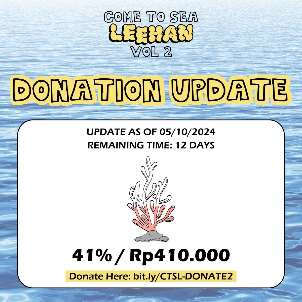 leehanproject's tweet photo. —CTSL Vol.2 Donation Update𓆟  

Update donasi hari ke-21! 
We have reached Rp410.000 or 41% of our goals 🪸 

Recap : https://t.co/UOLpbpXcID 

Thank you,sea friends! But we're still far from reaching our goals😿 Let's work together to help our sea🫧

#LEEHAN #이한 #BOYNEXTDOOR https://t.co/TY2kARIoXk