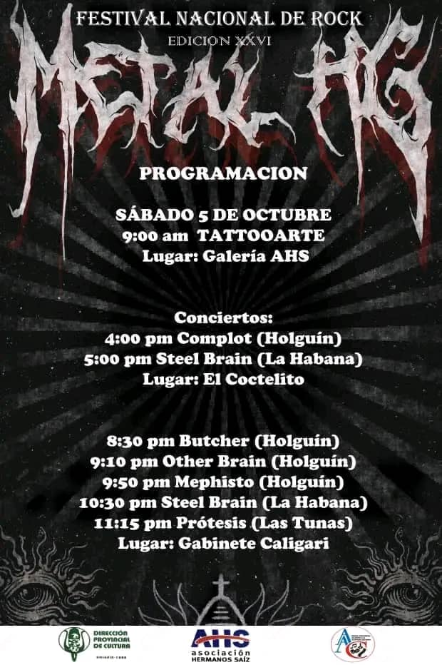 ahsjovenescuba's tweet photo. #EventosAHS
🤟🏻🎸 Atención, metaleros
La Asociación Hermanos Saíz en #Holguín volverá a inundar la ciudad de #rock, del 4 al 6 de octubre, con el regreso del Festival #MetalHG. https://t.co/UiOhCa2KqJ