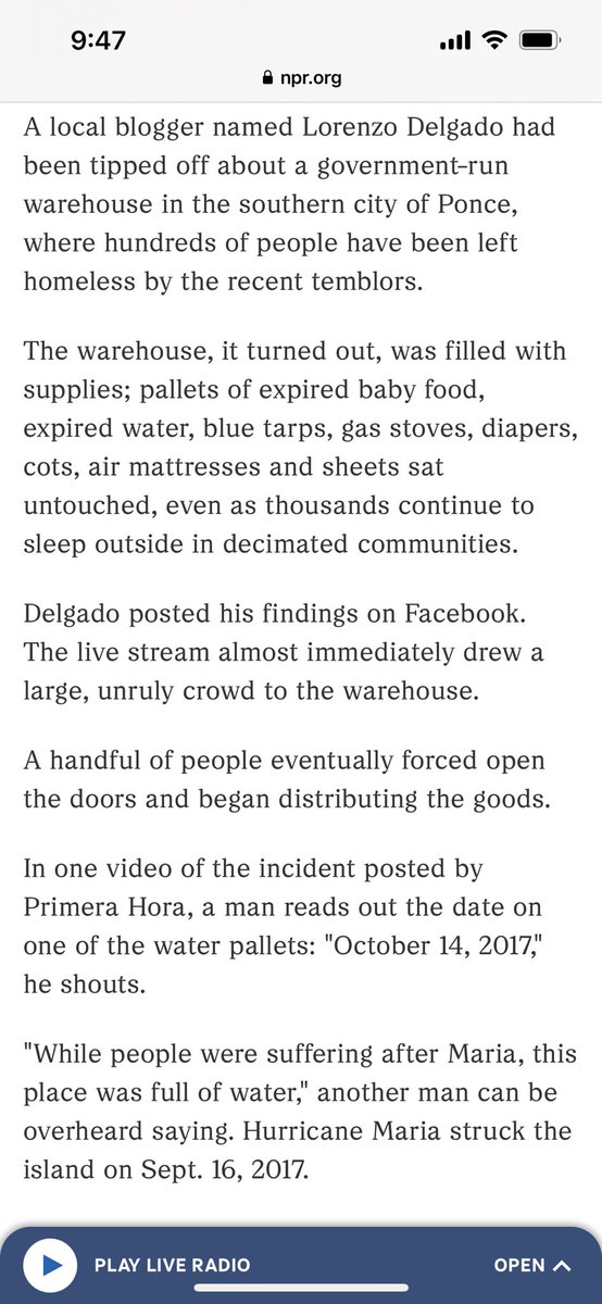cdieruf3's tweet photo. @SueGiles321356 @J_SKim13 @DrEtiquette From your article of reference, you should read it before blindly posting.  Supplies dating back to Hurricane Maria. https://t.co/caPKsfKcHN