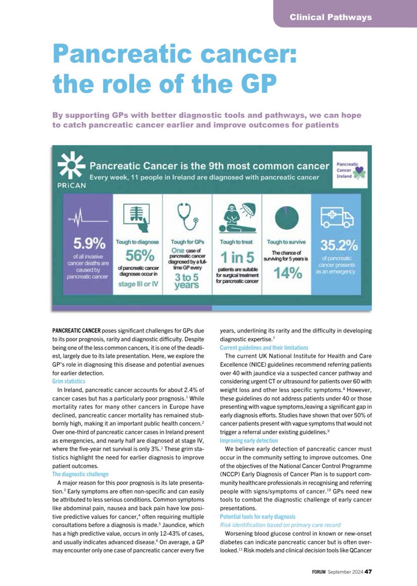 DeasyPamela's tweet image. September’s edition of Irish College of GP’s Forum Journal

Changes are happening across the #pancreaticcancer sphere, and collaboration is the key to raising awareness 

#ICGP #pancreaticcancer 💜#pancreaticcancerawareness 
@pancanireland @RochfordNiall
