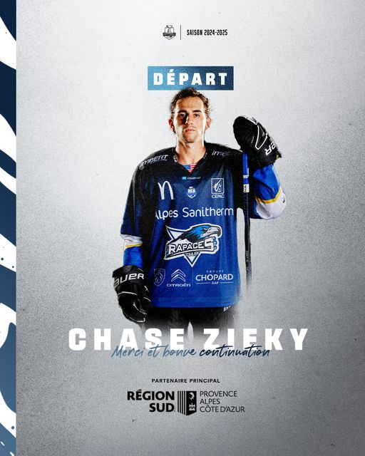 GapHockeyTV's tweet photo. #TRANSFERT2425 L'officialisation du Départ de Chase Zieky !! https://t.co/AM6ttXoBRj