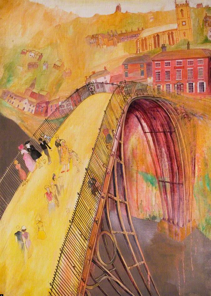 artukdotorg's tweet photo. How do artists use bridges in compositions? 🌉

Take a look at arcs, lines and tracery of bridges for #VisualLiteracyWeek 👉 https://t.co/1OX4YggKxM

'Ironbridge, Shropshire: Visitors Past and Present' by Barbara Mary Russon (1930–2007) © the artist's estate. 📷 @The_Herbert https://t.co/mKnmeUoGAI