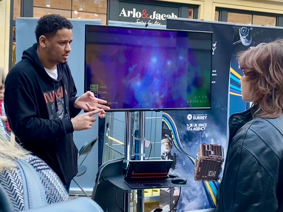 Another great World Space Week event today on Guildford High Street! Enjoyed showing the EDGE dwarf galaxy simulations to the public. Massive shout out to Ethan (<a href="/AstroEth_/">Ethan Taylor</a>)  and Astha (<a href="/TheAstroSoul/">The AstroSoul</a>)  for being great teammates and making the outreach a success ✨