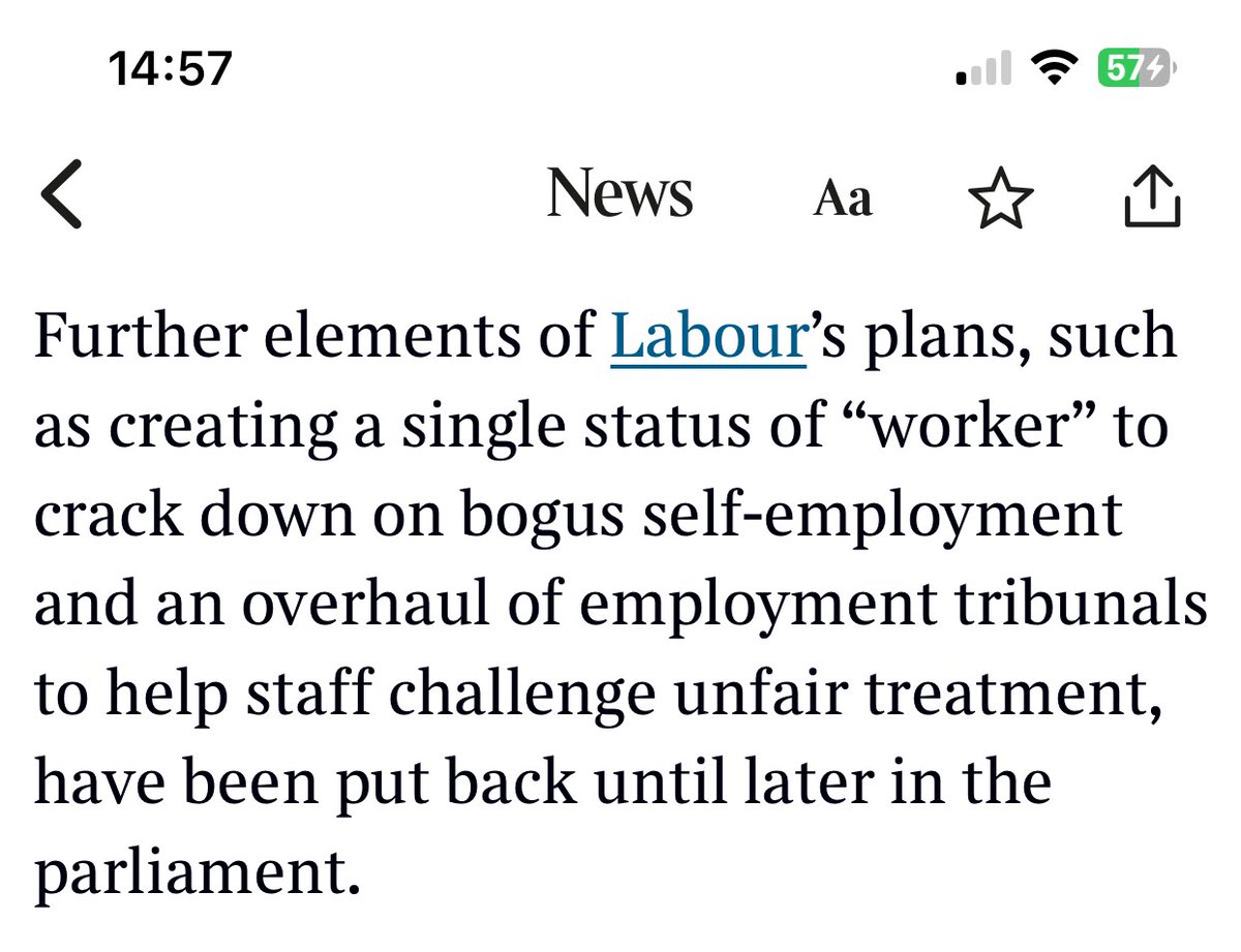 Labours plans re Employment Rights Bill to drop this Thursday. Further confirmation that new laws on employment status won’t be included. #employment