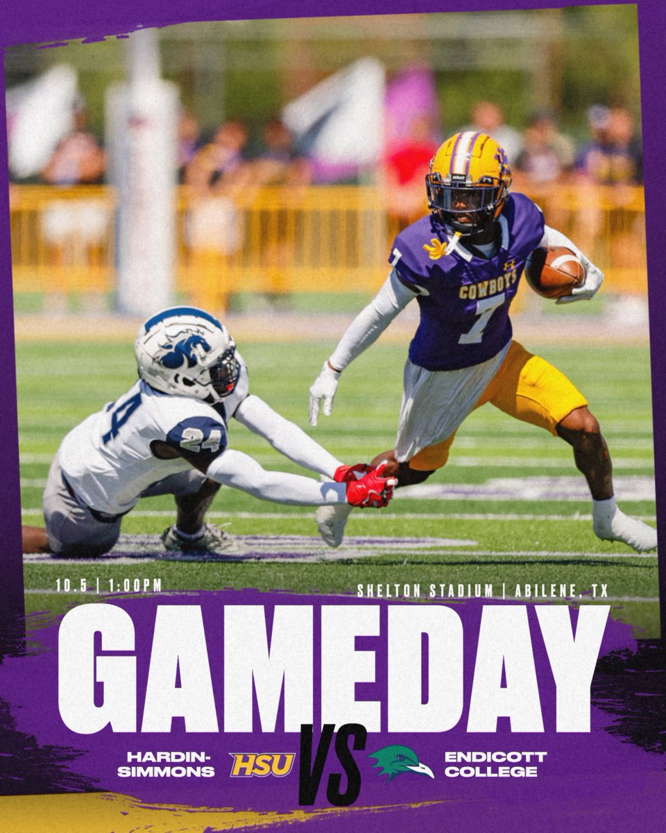 HSUAthletics's tweet image. Football is back at Shelton Stadium this afternoon, where the No. 7 Cowboys are up against No. 9 Endicott College! #D3fb

🆚- Endicott College
⏰- 1:00 p.m.
📍- Shelton Stadium | Abilene, TX
🎟 &amp;amp;🎥- linktr.ee/hsufootball