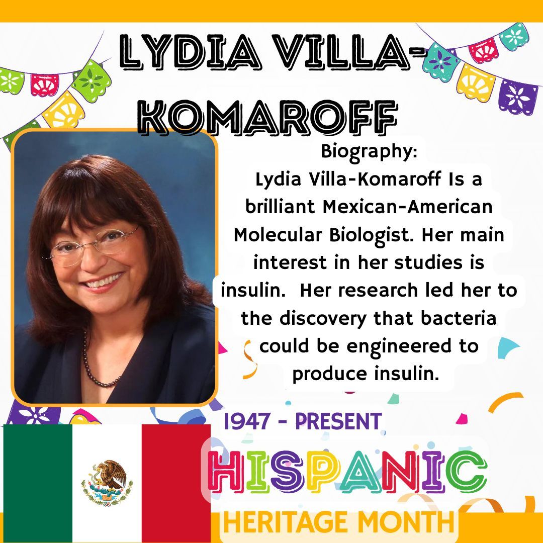In our observance of Hispanic Heritage Month, we take a moment to honor the accomplishments of Hispanic STEM professionals. Today, we shine a light on Lydia Villa-Komaroff's achievements. Follow along to expand your knowledge! #HispanicHeritageMonth #InspiringMinds @bburghsbruins