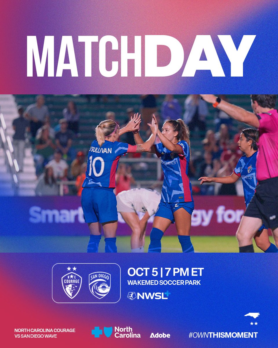 TheNCCourage's tweet photo. Tonight’s for our friends in Western North Carolina 💙

🆚: @sandiegowavefc 
📍: WakeMed Soccer Park
📺: NWSL+
📰: https://t.co/iGeK9ts6ZV
🎟️: https://t.co/uQw0iL7UEZ https://t.co/myPBWPoAiW