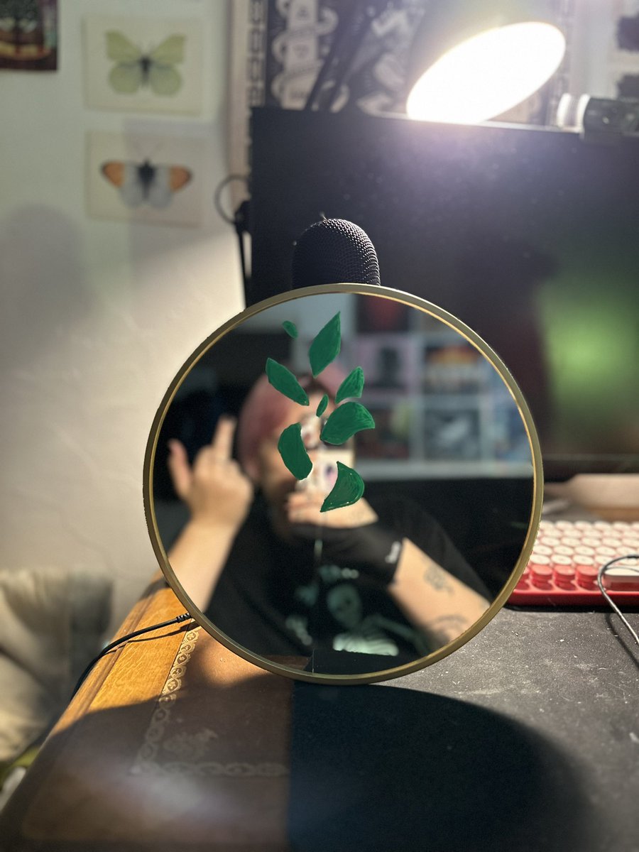 Karlinvasion's tweet image. Le miroir il était cassé ducoup j’ai fait les feuilles dessus