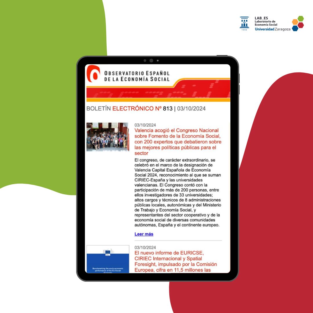 LAB_ES Unizar (@lab_es_unizar) on Twitter photo Nuevo boletín del Observatorio de Economía Social.
Toda la actualidad de la #EconomíaSocial y un resumen del Congreso Nacional sobre Fomento de la Economía Social en Valencia.
▶ mailchi.mp/ciriec.es/bole…
<a href="/CIRIEC_Esp/">CIRIEC-España</a> #LAB_ES #NoticiasESS #TercerSector #VLC24CapitalEconomíaSocial Nuevo boletín del Observatorio de Economía Social.
Toda la actualidad de la #EconomíaSocial y un resumen del Congreso Nacional sobre Fomento de la Economía Social en Valencia.
▶ mailchi.mp/ciriec.es/bole…
<a href="/CIRIEC_Esp/">CIRIEC-España</a> #LAB_ES #NoticiasESS #TercerSector #VLC24CapitalEconomíaSocial