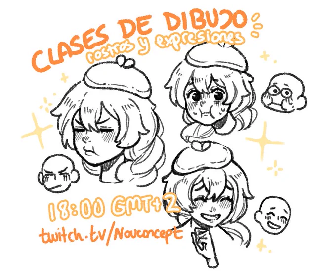 🧡✨ CLASES DE DIBUJO ✨🧡

¡Especial rostros y expresiones! 🎨 

En unas horas tendremos una de las últimas jornadas de clasecitas 🫶 Hoy aprenderemos sobre expresiones e introducción a la perspectiva 🔥

¡ Nos vemos a las 18:00 GMT+2 en https://t.co/kOyFAUQZAP ! 