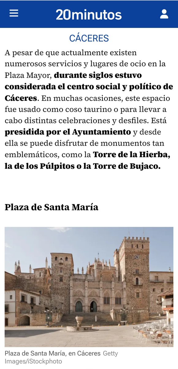 celvalmor's tweet image. Eeehhhmmm, @20m, la plaza de la imagen efectivamente es Santa María, pero de GUADALUPE, en GUADALUPE (Cáceres)
Y la imagen de la cabecera es el Monasterio de GUADALUPE, que va a ser que taaaampoco está en el casco antiguo de Cáceres, sino adivinad dónde 🙄
20minutos.es/noticia/563973…