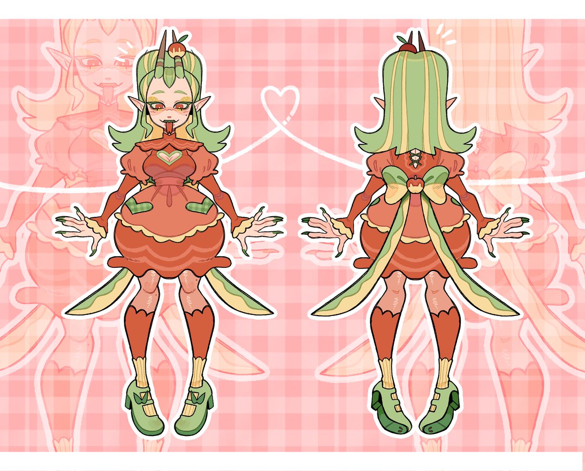 🍎 Hydrapple maid gijinka chara design,
commissioned by @DemiurgeCrystal, tysm !! 🥧