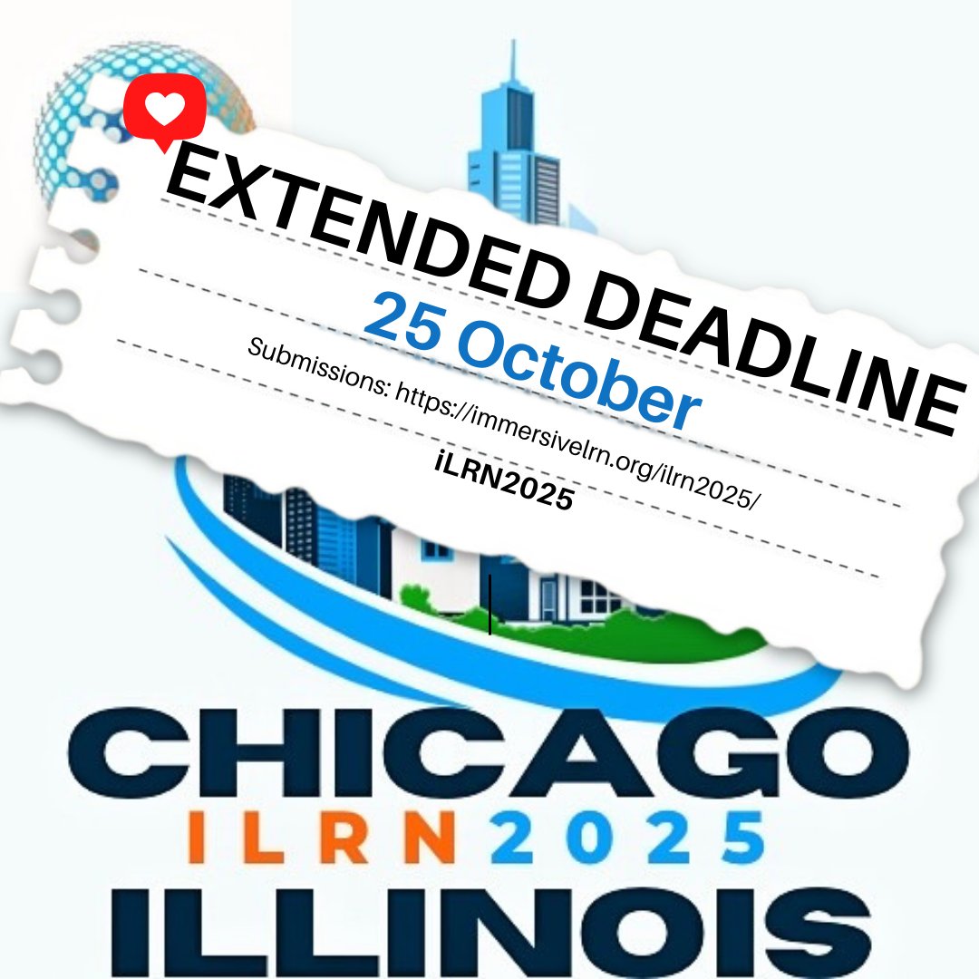 Stylianos Mystakidis PhD (@stylianosm2) on Twitter photo 📷 The Call for Papers of the 2025
<a href="/immersiveLRN/">Immersive Learning Research Network - #iLRN</a> conference (Chicago & online) extended! immersivelrn.org/ilrn2025/home/
#tech4good #ilrn2025 #VR #AR #XR #academic #Researchconf 📷 The Call for Papers of the 2025
<a href="/immersiveLRN/">Immersive Learning Research Network - #iLRN</a> conference (Chicago & online) extended! immersivelrn.org/ilrn2025/home/
#tech4good #ilrn2025 #VR #AR #XR #academic #Researchconf