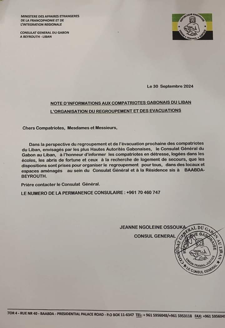 ⚠️ #Urgent | Note d'informations concernant le regroupement, la prise en charge et l'évacuation des Compatriotes