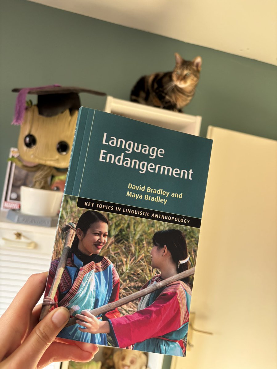 HeleneCombe's tweet image. New book and a very intrigued cat  behind 🥰 #linguisticanthropology #languagedeath #multilingualism