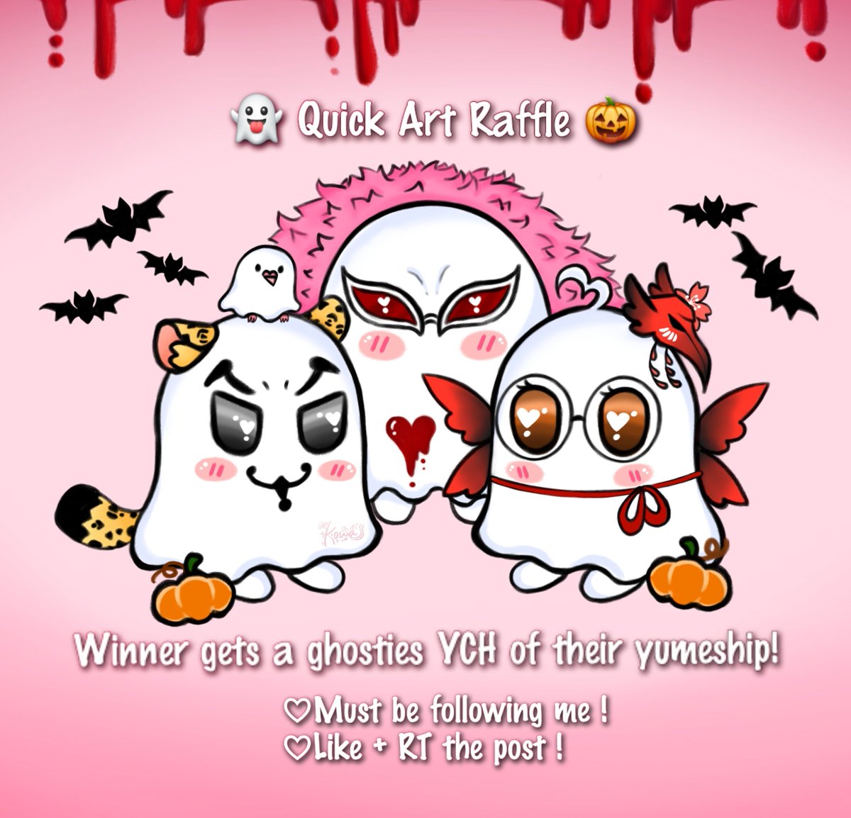 roblucciswife's tweet photo. 𐙚 ‧₊˚ ⋅Quick YCH Halloween art raffle 🎃👻
RULES:
 ♡ followers only (new followers OK)
 ♡ like + rt the post
 ♡ ends on Monday, 10:00pm SGT time

PRIZE 👻:
♡A pair of lil ghosties of your yumeship! Background colour &amp; Accessories are customisable! 

#yumetwt #yumeship https://t.co/OqP2Re7tsZ